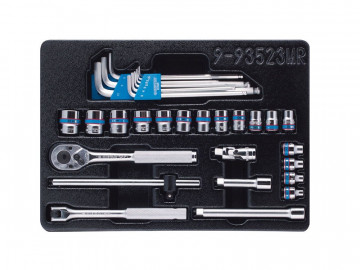 Набор торцевых головок 3/8&quot с принадлежностями, ложемент, 31 предмет KING TONY 9-93523MR