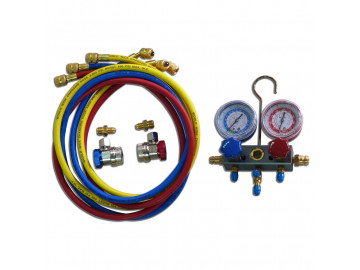 Коллектор манометрический для фреона, с быстросъемными переходниками МАСТАК 105-20001