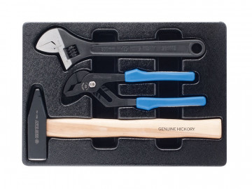 Набор переставные клещи, разводной ключ и молоток, ложемент, 3 предмета KING TONY 9-90103PP02