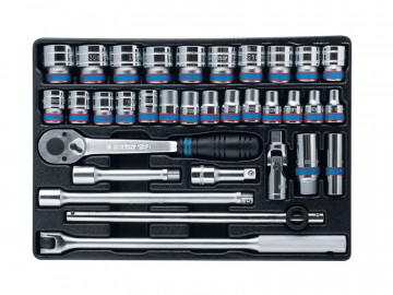 Набор торцевых головок 1/2&quot с принадлежностями, ложемент, 33 предмета KING TONY 9-4333MR03