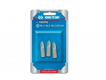 Набор вставок (бит) 1/4&quot, крестовые, №1, №2, №3, 3 предмета KING TONY 1003PQ