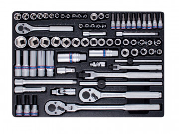 Набор торцевых головок 1/4&quot&3/8&quot с принадлежностями, ложемент, 75 предметов KING TONY 9-5575MR