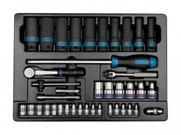 Набор ударных головок 1/2&quot и торцевых головок 1/4&quot с принадлежностями, ложемент, 40 предметов KING TONY 9-7540MR