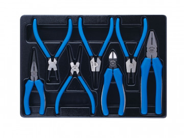 Набор съемников стопорных колец, плоскогубцев и бокорезов, ложемент, 7 предметов KING TONY 9-40207GP