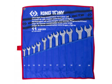 Набор комбинированных удлиненных ключей, 8-24 мм, чехол из теторона, 11 предметов KING TONY 12A1MRN
