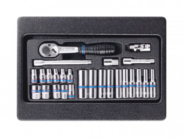 Набор торцевых головок 1/4&quot с принадлежностями, ложемент, 26 предметов KING TONY 9-2526MR