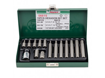 Комплект шестигр. бит  в  кейсе 15 предметов Hans 06615