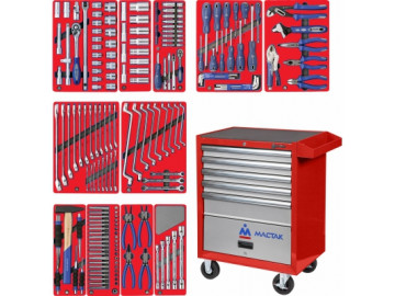 Набор инструментов МАСТЕР в красной тележке, 205 предметов МАСТАК 52-05205R