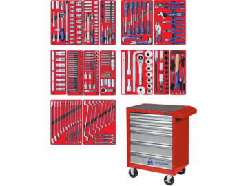 Набор инструментов ПРОФИ в красной тележке, 299 предметов МАСТАК 52-06299R