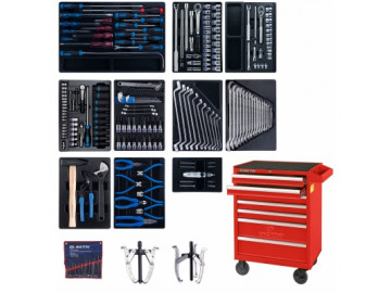 Набор инструментов в красной тележке, 204 предмета KING TONY 934-100MR