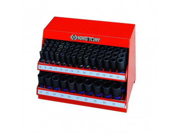 Стенд с ударными глубокими торцевыми головками 1/2&quot, 8-32 мм, серия 4435М, 166 пр. KING TONY 4466MP