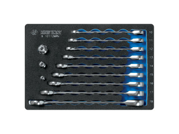 Набор трещоточных комбинированных ключей, ложемент, 12 пр. King Tony 9-10112MRV