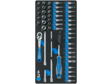 Набор торцевых головок 1/4 с принадлежностями, ложемент, 50 пр. KING TONY 9-2550MRV