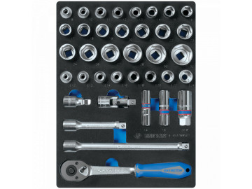 Набор торцевых головок 1/4&3/8 с принадлежностями, ложемент, 75 пр. KING TONY 9-5575MRV02