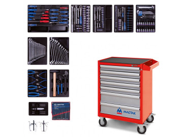 Набор инструментов в красной тележке, 204 пр. KING TONY 934-100AMR