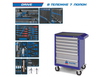 KING TONY Набор инструментов DRIVE в синей тележке, 251 пр. 934-251AMB