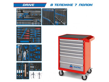 KING TONY Набор инструментов DRIVE в красной тележке, 251 пр. 934-251AMR