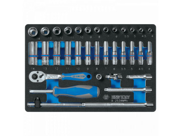 KING TONY Набор торцевых головок 1/4, ложемент, 34 предмета 9-2534MRV