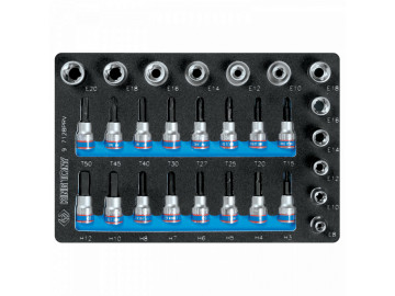 KING TONY Набор торцевых головок 1/2&3/8 TORX HEX ложемент, 28 пр. 9-7128PRV