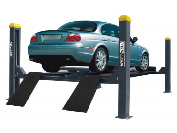 Подъемник четырехстоечный г/п 4000 кг. платформы для сход-развала с траверсой KraftWell KRW4WL