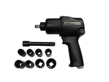 Гайковерт пневматический ударный 1/2 с комплектом ударных головок, 780 Нм KraftWell KRW750IW-T