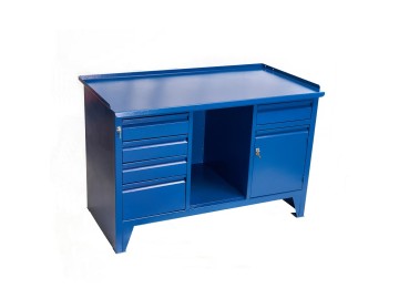 Верстак ввс-215-3, 2-х тумбовый с нишей, 870*1300*700мм, ral5010 rossvik ввс-215-3