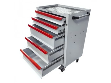 Инструментальная тележка Great Wolf 5 ящиков, цз, колеса с тормозом, белая GWT-K5W