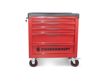 Тележка инструментальная КРАСНАЯ на колесах 5 ящиков СТАНКОИМПОРТ BTD251